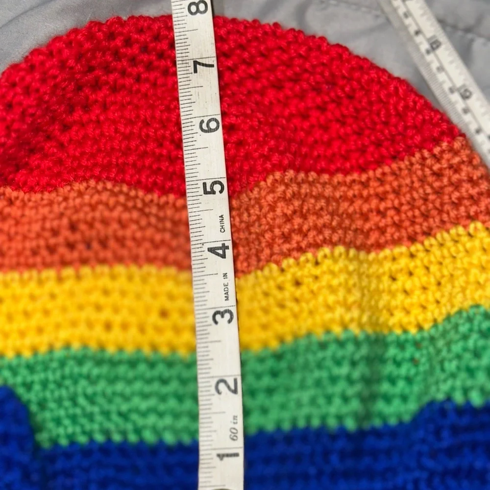 Rainbow Knit Faux Dread Yarn Cap Beanie Festival Rave Party (No Purple) Funny